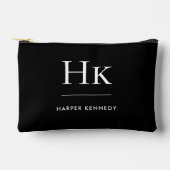 Monogram Simple Black Chic Elegant Monogrammed Zubehörtasche (Vorderseite)