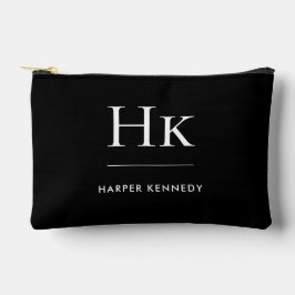 Monogram Simple Black Chic Elegant Monogrammed Zubehörtasche