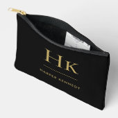 Monogram Simple Black Gold Chic Elegant Zubehörtasche (Offen)