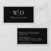 Monogram Simple Black Gray Visitenkarte (Vorne/Hinten)