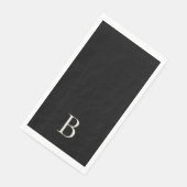 Monogram Simple Black Paper Napkin Serviette (Ecke)