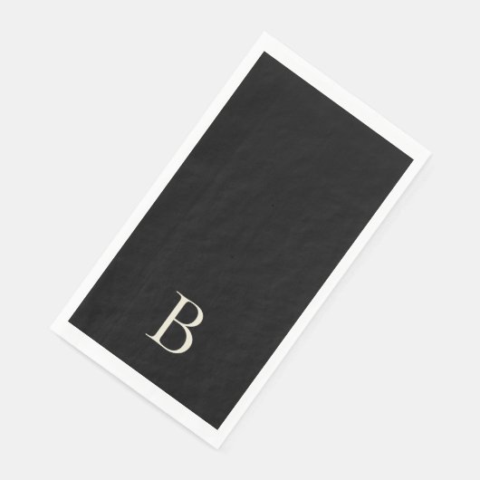 Monogram Simple Black Paper Napkin Serviette (Ecke)