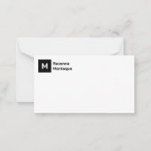 Monogram Simple Black Personalized Script  Mitteilungskarte (Vorderseite)