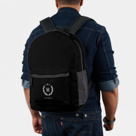 Monogram Simple Black Stylish Modern Minimalist Bedruckter Rucksack