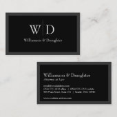 Monogram Simple Black Visitenkarte (Vorne/Hinten)