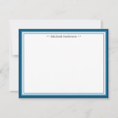 Monogram Simple Blue Border Classic Personalisiert Mitteilungskarte (Vorderseite)