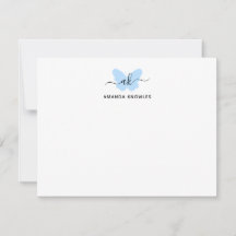Monogram Simple Blue Butterfly Minimalistisch Girl