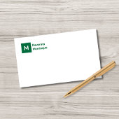 Monogram Simple Bottle Green Personalized Script  Mitteilungskarte