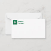 Monogram Simple Bottle Green Personalized Script Mitteilungskarte (Vorderseite)