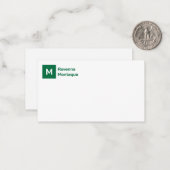 Monogram Simple Bottle Green Personalized Script  Mitteilungskarte (Vorderseite/Rückseite Beispiel)