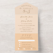Monogram Simple Champagne Dusty Rose Wedding All In One Einladung (Innen Boden)
