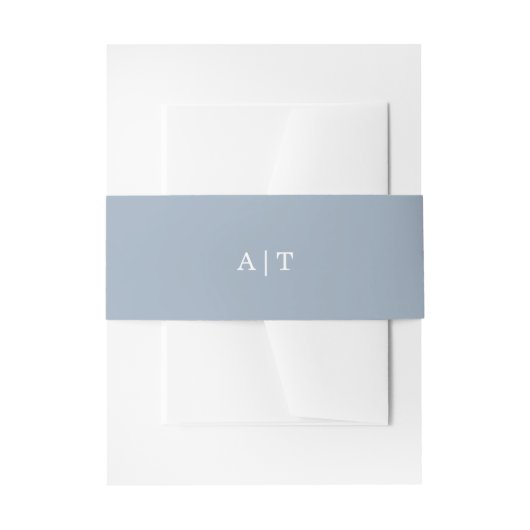 Monogram Simple Dusty Blue Wedding Einladungsbanderole (Vorderseite Beispiel)