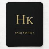 Monogram Simple Eleganc Classic Black Gold Mousepad (Vorne)