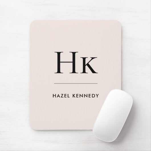 Monogram Simple Eleganc Classic Blush Pink Mousepad (Mit Mouse)