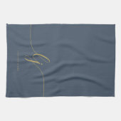 Monogram Simple Elegancalligraphy Navy Blue Gold Geschirrtuch (Horizontal)