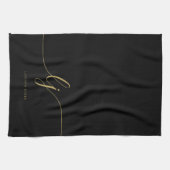 Monogram Simple Elegance Calligraphy Black Gold Geschirrtuch (Horizontal)