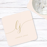Monogram Simple Elegance Calligraphy Blush Gold Getränkeuntersetzer<br><div class="desc">Monogram Simple Elegance Calligraphy Feminine Blush Pink Gold Getränke Coaster</div>