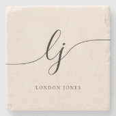Monogram Simple Elegance Calligraphy Feminine Steinuntersetzer (Vorderseite)