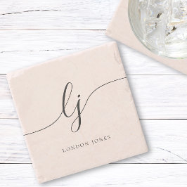 Monogram Simple Elegance Calligraphy Feminine Steinuntersetzer