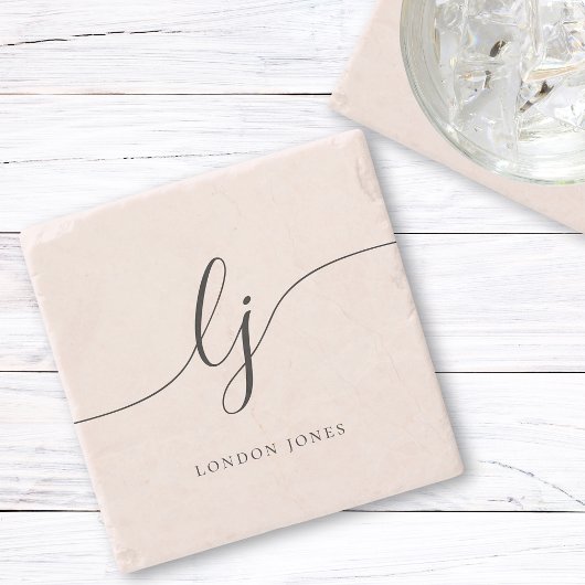 Monogram Simple Elegance Calligraphy Feminine Steinuntersetzer
