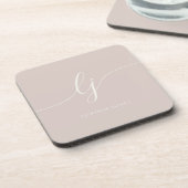 Monogram Simple Elegance Calligraphy Rose Pink Getränkeuntersetzer (Linke Seite)