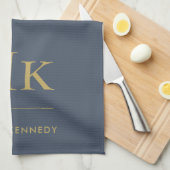 Monogram Simple Eleganic Navy Blue Gold Mit Monogr Geschirrtuch (Viertel Falte)
