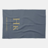Monogram Simple Eleganic Navy Blue Gold Mit Monogr Geschirrtuch (Horizontal)