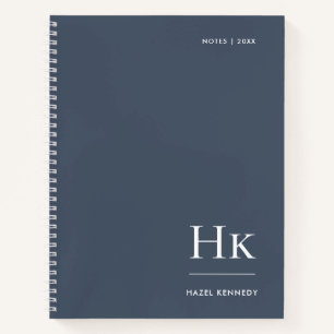 Monogram Simple Eleganic Navy Personalisiert Name Notizblock