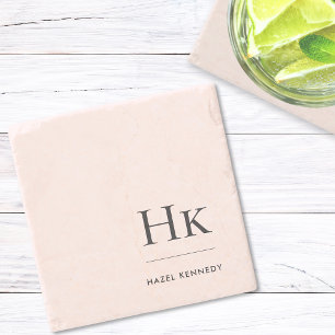 Monogram Simple Eleganine Feminine Blush Pink Steinuntersetzer