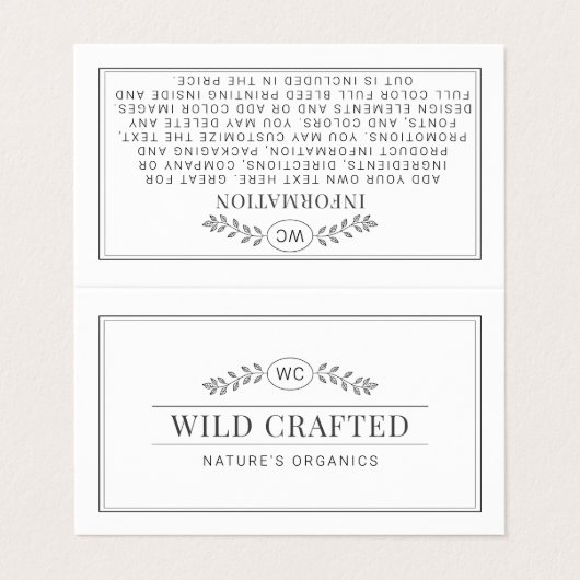 Monogram Simple Elegant Black & White Header Visitenkarten (Außenseite Aufgefaltet)