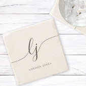 Monogram Simple Elegant Calligraphy Feminine Ivory Steinuntersetzer