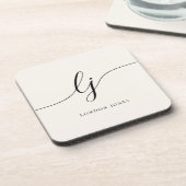 Monogram Simple Elegant Chic Script Feminine Getränkeuntersetzer (Linke Seite)
