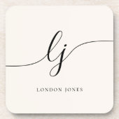 Monogram Simple Elegant Chic Script Feminine Getränkeuntersetzer (Vorderseite)