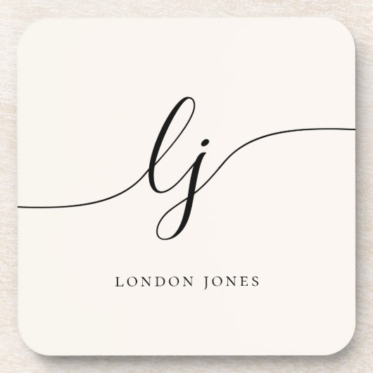 Monogram Simple Elegant Chic Script Feminine Getränkeuntersetzer (Vorderseite)