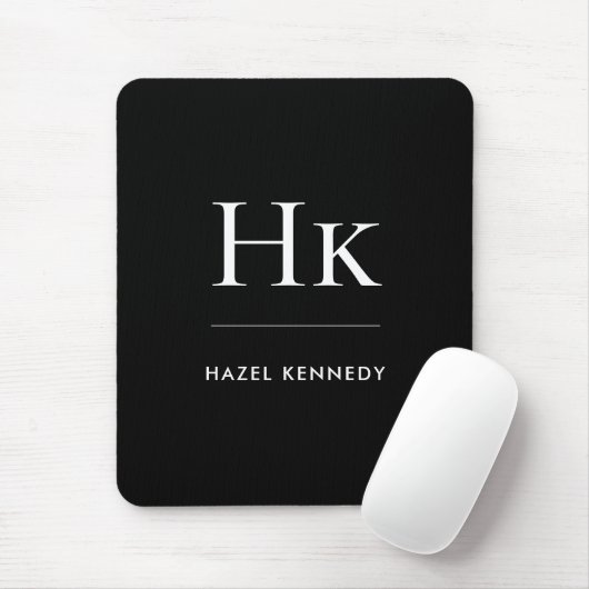 Monogram Simple Elegant Classic Schwarz-weiß Mousepad (Mit Mouse)