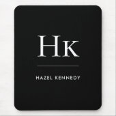 Monogram Simple Elegant Classic Schwarz-weiß Mousepad (Vorne)