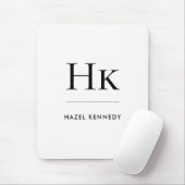 Monogram Simple Elegant Classic White Mit Monogram Mousepad (Mit Mouse)
