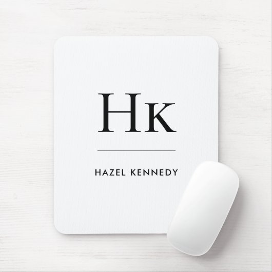 Monogram Simple Elegant Classic White Mit Monogram Mousepad (Mit Mouse)