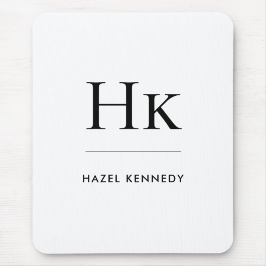 Monogram Simple Elegant Classic White Mit Monogram Mousepad (Vorne)