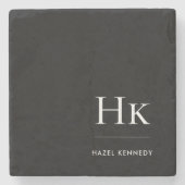 Monogram Simple Elegant Feminine Black White Steinuntersetzer (Vorderseite)
