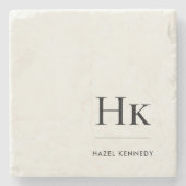 Monogram Simple Elegant Feminine Ivory White Steinuntersetzer (Vorderseite)