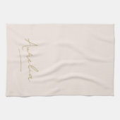 Monogram Simple Elegant Minimal Blush Gold Script Geschirrtuch (Horizontal)