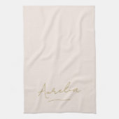 Monogram Simple Elegant Minimal Blush Gold Script Geschirrtuch (Vertikal)