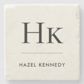 Monogram Simple Elegant Minimal Ivory Monogrammed Steinuntersetzer (Vorderseite)