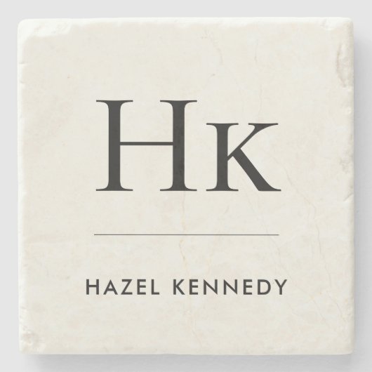 Monogram Simple Elegant Minimal Ivory Monogrammed Steinuntersetzer (Vorderseite)