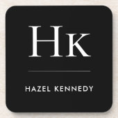 Monogram Simple Elegant Minimal Monogrammed Black Getränkeuntersetzer (Vorderseite)
