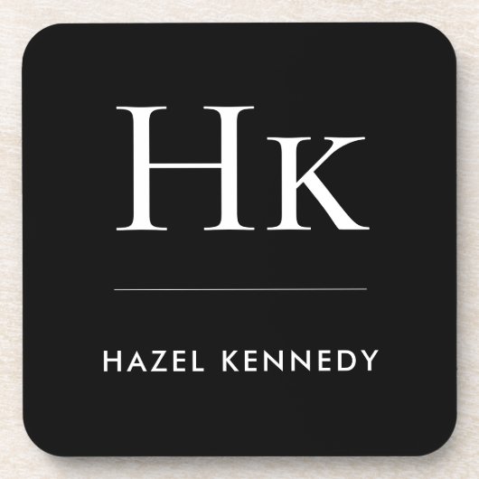 Monogram Simple Elegant Minimal Monogrammed Black  Getränkeuntersetzer (Vorderseite)