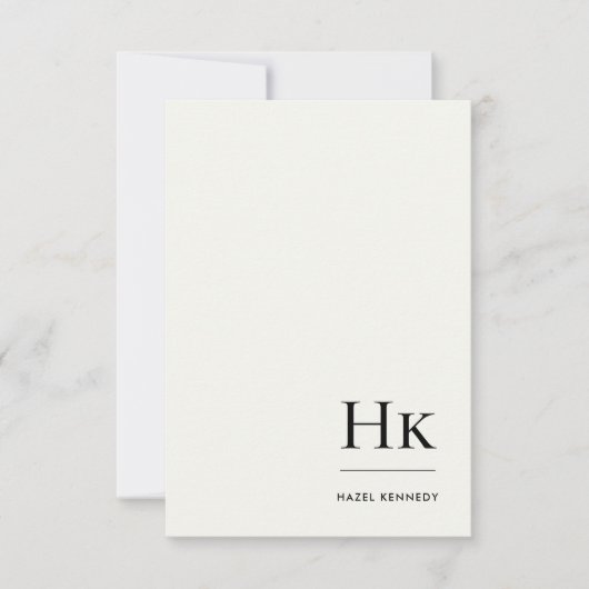 Monogram Simple Elegant Minimal Monogrammed Ivory Mitteilungskarte (Vorderseite)