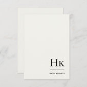 Monogram Simple Elegant Minimal Monogrammed Ivory Mitteilungskarte (Vorne/Hinten)