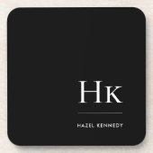 Monogram Simple Elegant Minimalist Chic Black Getränkeuntersetzer (Vorderseite)